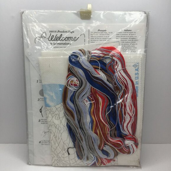 Vintage Dimensions No Count Cross Stitch Freedom Eagle USA Patriotic 14x10" Oval - Picture 3 of 6